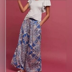 ELEVENSES Anthropologie Ines Paisley Palazzo Pants‎ Pleated Wide Leg Size XS